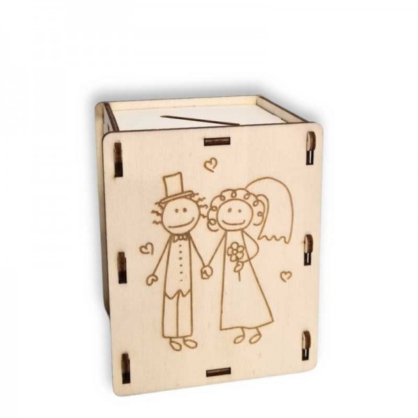 Leseni hranilnik za denar - za mladoporočenca